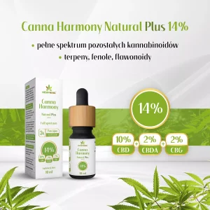 Hemp King  Olej CBD 14% Canna Harmony – 10% CBD + 2% CBDA + 2% CBG Natural Plus 1400 mg – 10 ml