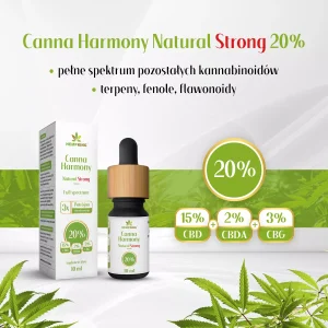 HEMP KING   Olej CBD 20% Canna Harmony – 15% CBD + 2% CBDA + 3% CBG Natural Strong 2000 mg – 10 ml