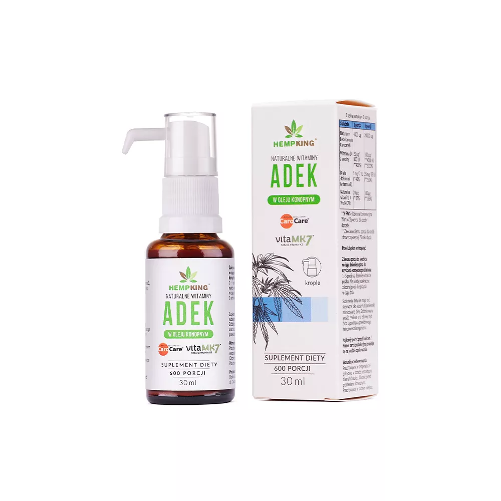 HempKing   Witaminy ADEK w kroplach w bio oleju konopnym – 30 ml
