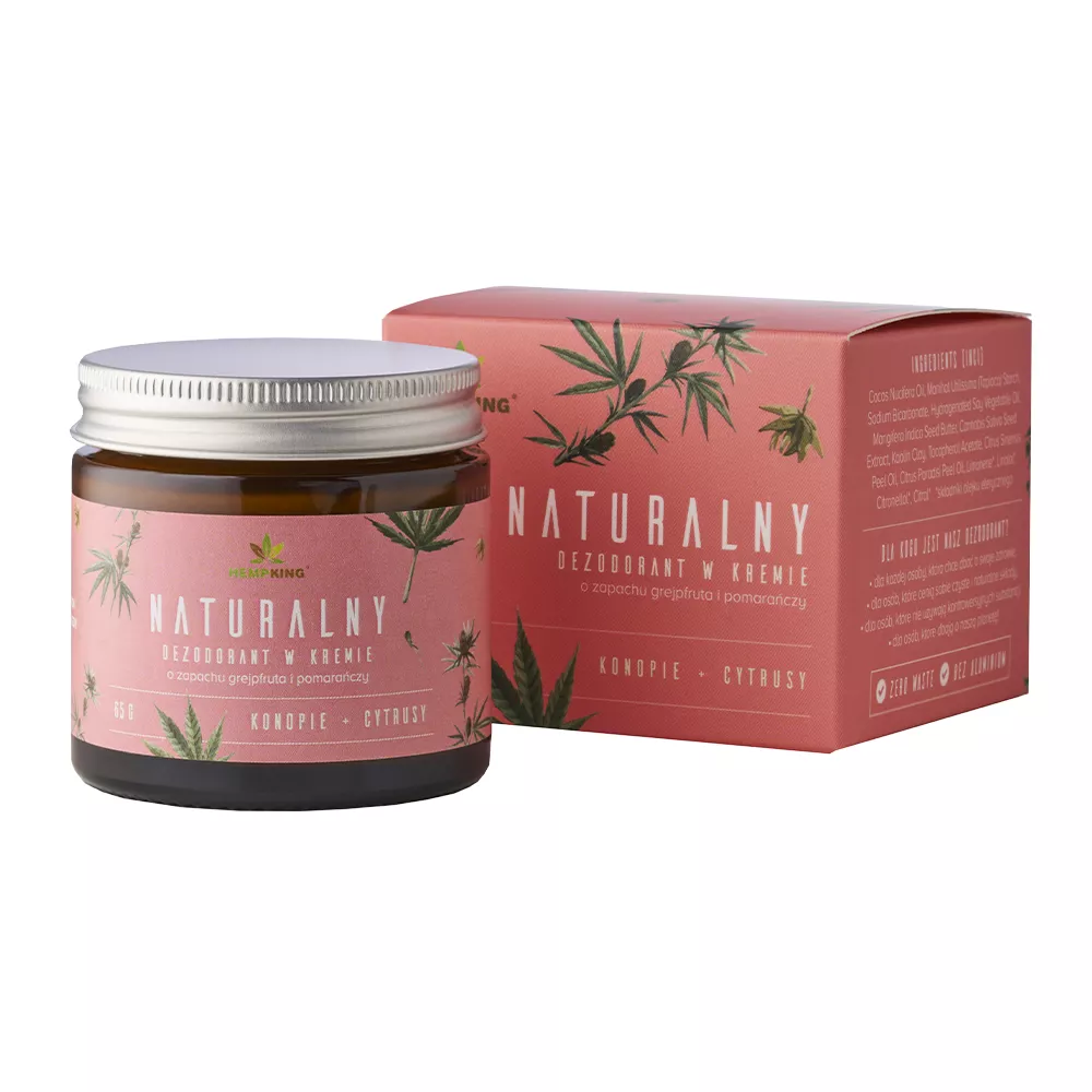 HEMP KING Naturalny dezodorant w kremie z CBD o zapachu grejpfruta i pomarańczy 65g - obrazek 2