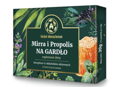 Naturalne Pastylki na gardło  Mirra i Propolis  12 szt