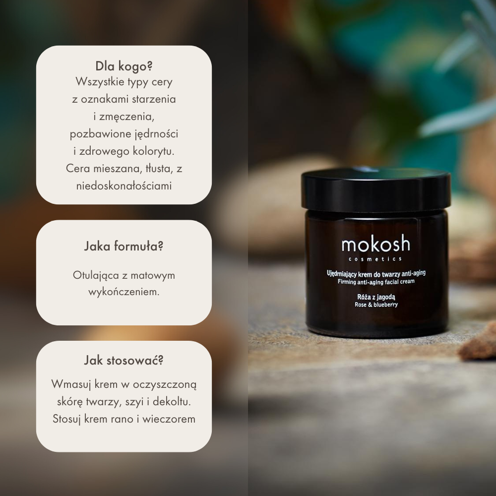 Mokosh Ujędrniający krem do twarzy anti-aging Róża z jagodą 60 ml - obrazek 3