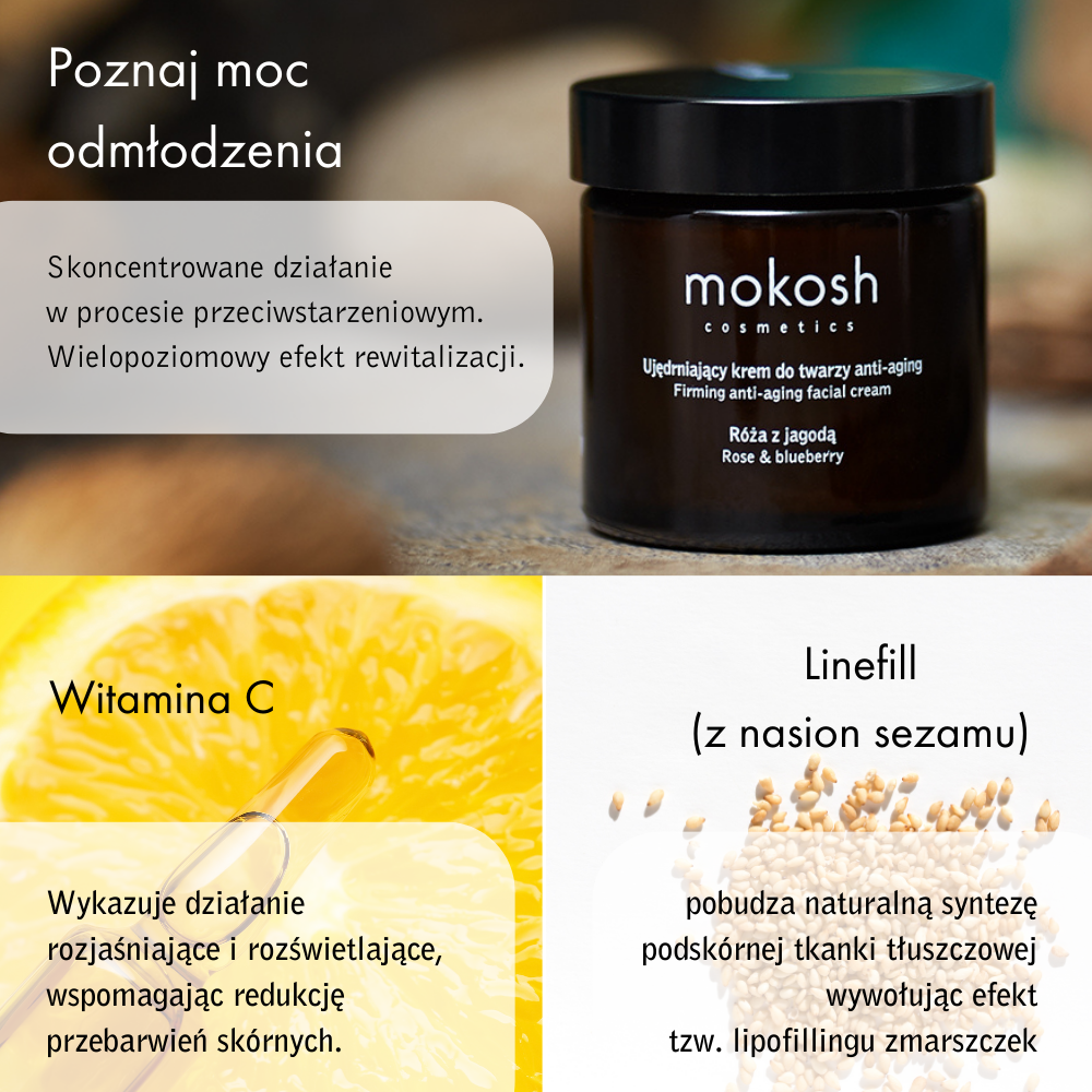 Mokosh Ujędrniający krem do twarzy anti-aging Róża z jagodą 60 ml - obrazek 4