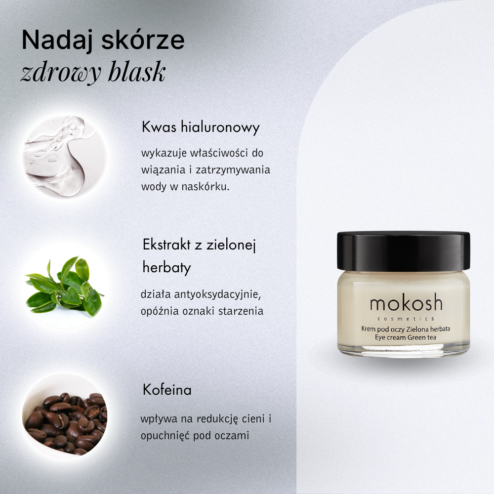MOKOSH Korygujący krem pod oczy Zielona herbata z drobinkami rozświetlającymi 15 ml 06.26 - obrazek 3
