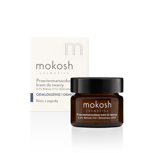MOKOSH Przeciwzmarszczkowy krem do twarzy 0,5% (Retinolu H10 i Retinoinianu HPR) Róża z jagodą 15ml