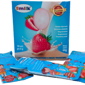 Smilk   Lizak Truskawkowy z colostrum  na wzmocnienie odporności  1 szt.