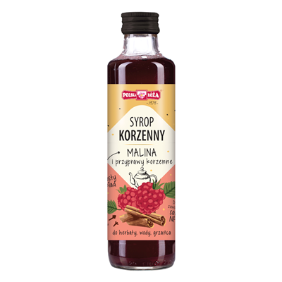 Polska Róża Naturalny Syrop korzenny malina i przyprawy korzenne 250ml