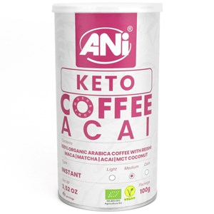 ANI  BIO  Kawa rozpuszczalna Arabica  Keto z owocami Acai ,grzybami Reishi i maca, matchą i olejem MCT  100 g