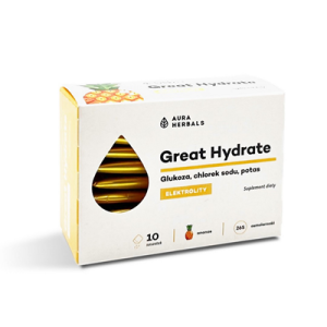 AURA HERBALS   Elektrolity  Great Hydrate  smak ananasowy  10 saszetek