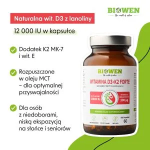 Biowen   Witamina D3 + K2 Forte  12000 IU   60 kaps.