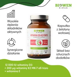 Biowen Witamina D3 + K2 Forte 12000 IU 60 kaps. - obrazek 3