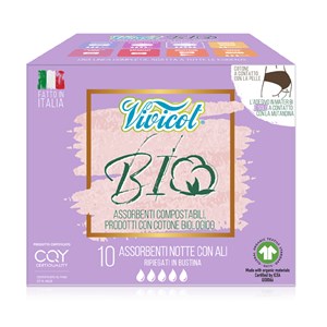 Vivicot Bio Podpaski ze skrzydełkami z organicznej bawełny na noc 10 szt.