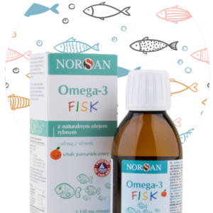 Norsan  Olej  Omega 3 Fisk  dla dzieci  Smak  Pomarańczowy  150 ml