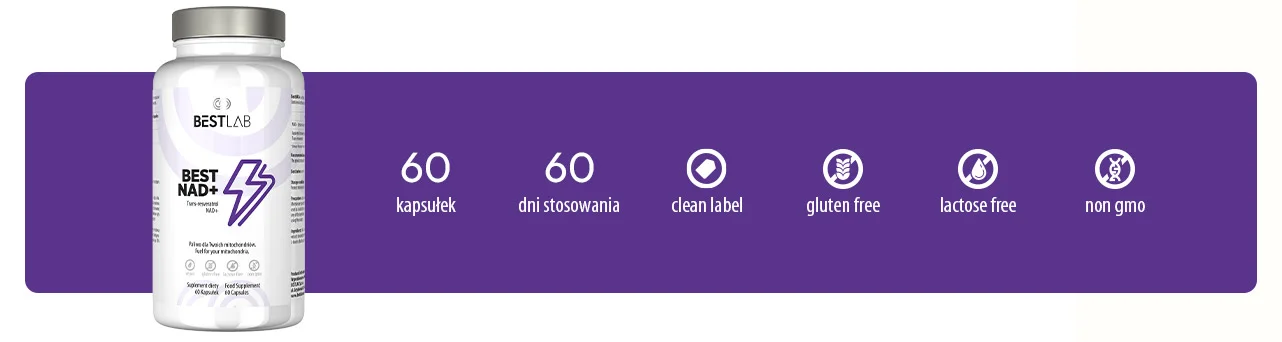 Best Lab BestNAD+ Suplement diety wspierający funkcjonowanie układu krążenia i kontrolę stresu oksydacyjnego 60 kaps. - obrazek 4
