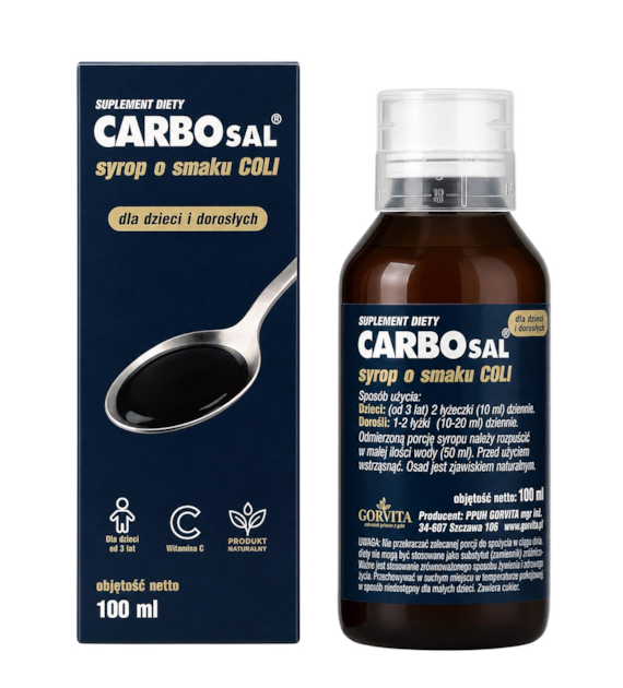 GORVITA Carbosal syrop o smaku coli ,węgiel aktywny 100ml
