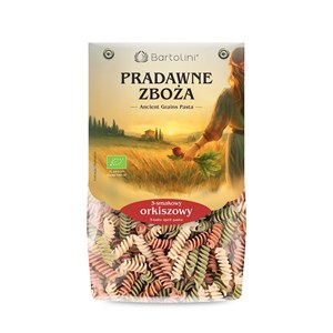 Bartolini  Bio Makaron orkiszowy 3 smakowy   Świderki  250 g  (Pradawne zboża )