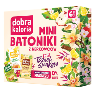 DOBRA KALORIA Mini batoniki z nerkowców mix trzech smaków (6x17g) KUBARA (2 x szarlotka, 2 x babka cytrynowa, 2 x sernik)