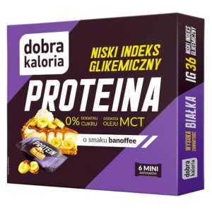 DOBRA KALORIA    Mini batoniki PROTEINA z niskim IG o smaku banoffee + olej MCT 6x17g
