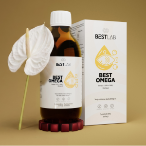 Best Lab  BestOmega   Suplement diety uzupełniający codzienną dietę w kwasy tłuszczowe omega-3   Smak Pomarańczowy  300 ml