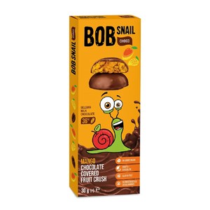 Bob Snail  Przekąska Choco Mango w czekoladzie mlecznej belgijskiej ,bez dodatku cukrów  Bezglutenowa  30 g