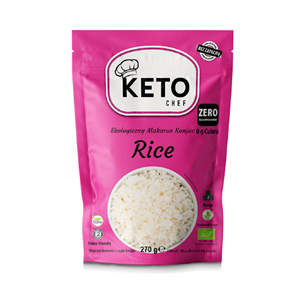 Keto Chef   Makaron Konjac w kształcie ryżu  Bezglutenowy  Bio   270 g (200 g)